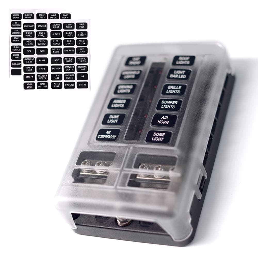 12 Way Fuse Block With Negative Bus & Led