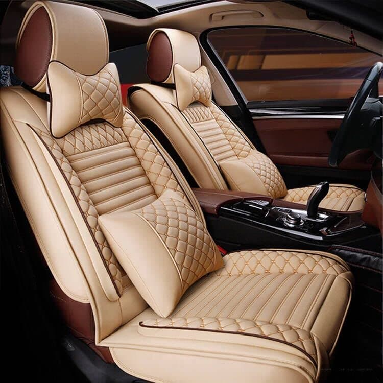 Custom Car Seat Covers Compatible with B-Class Electric Drive 2014-2015 5-Seat Full Set All Weather PU Leather Front Rear Seat Protector with Waterproof Airbag Deluxe Edition Beige