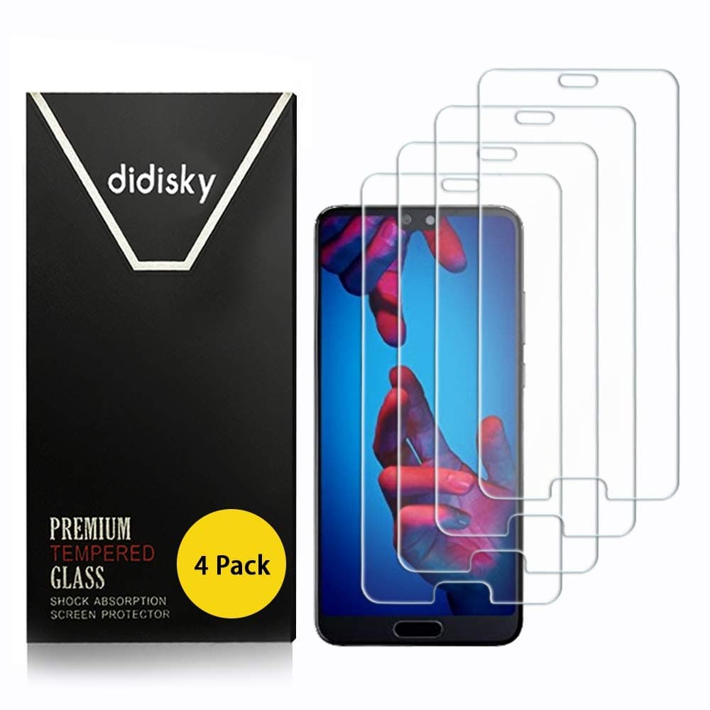 Didisky Tempered Glass Screen Protector for Huawei P20, [ 4 Pack ] Anti Scratch, 9H Hardness, No Bubbles, High Definition, Easy To Apply, Case Friendly