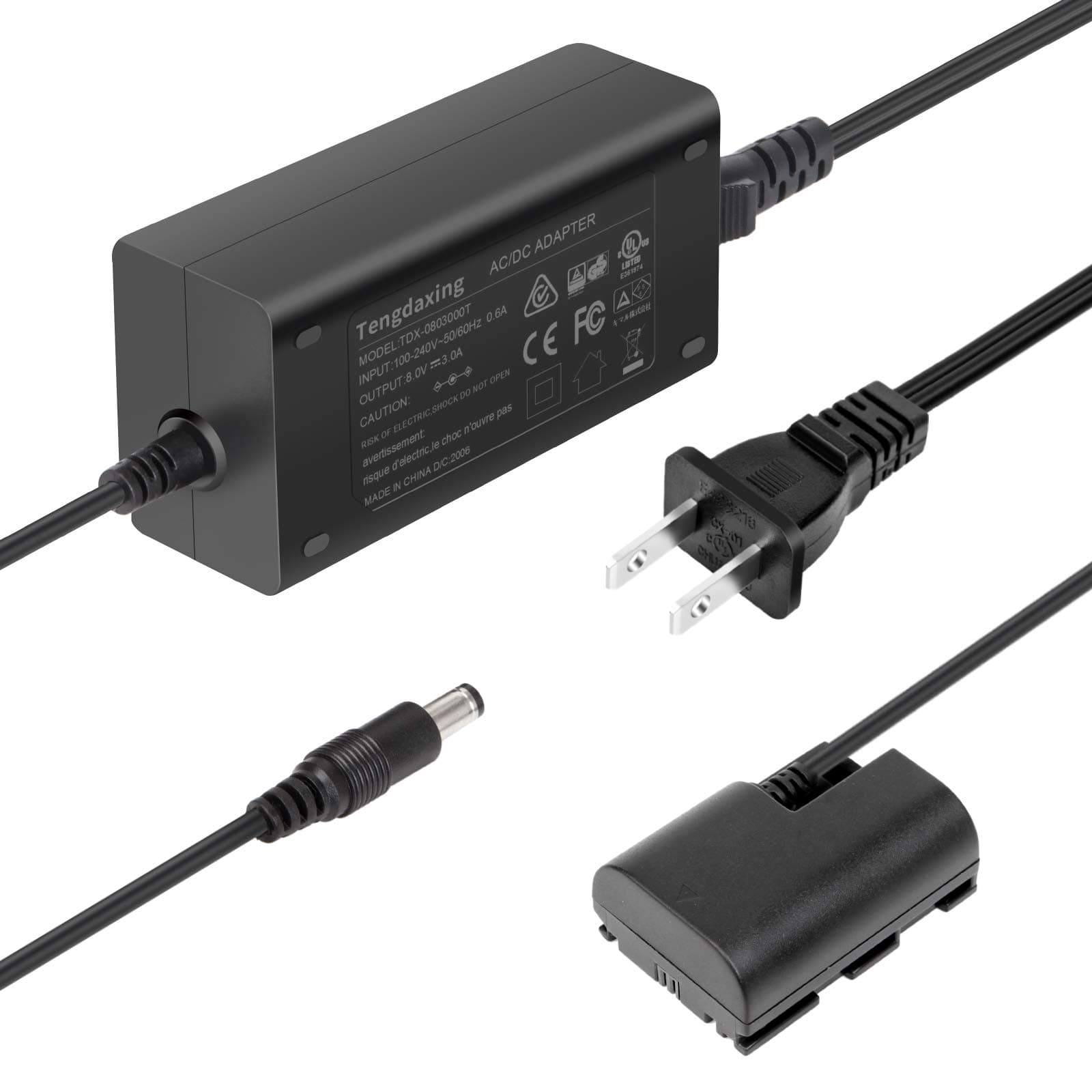 Tengdaxing ACK-E6 Continuous Power Adapter LP-E6/E6N Dummy Battery for Canon EOS 5Ds, 5Ds R, 5D II III IV, 6D, 6D Mark II,7D, 7D Mark II, 60D, 60Da, 70D, 80D, 90D, R, R5, R6, R6 Mark II, R7 Cameras
