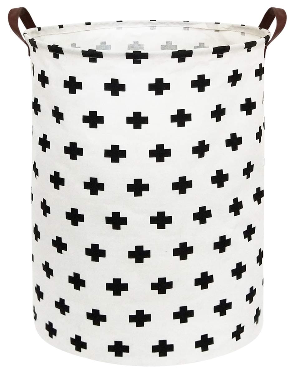 HIYAGON Large Sized Storage Baskets with Handle,Collapsible & Convenient Home Organizer Containers for Kids Toys,Baby Clothing (Cross)