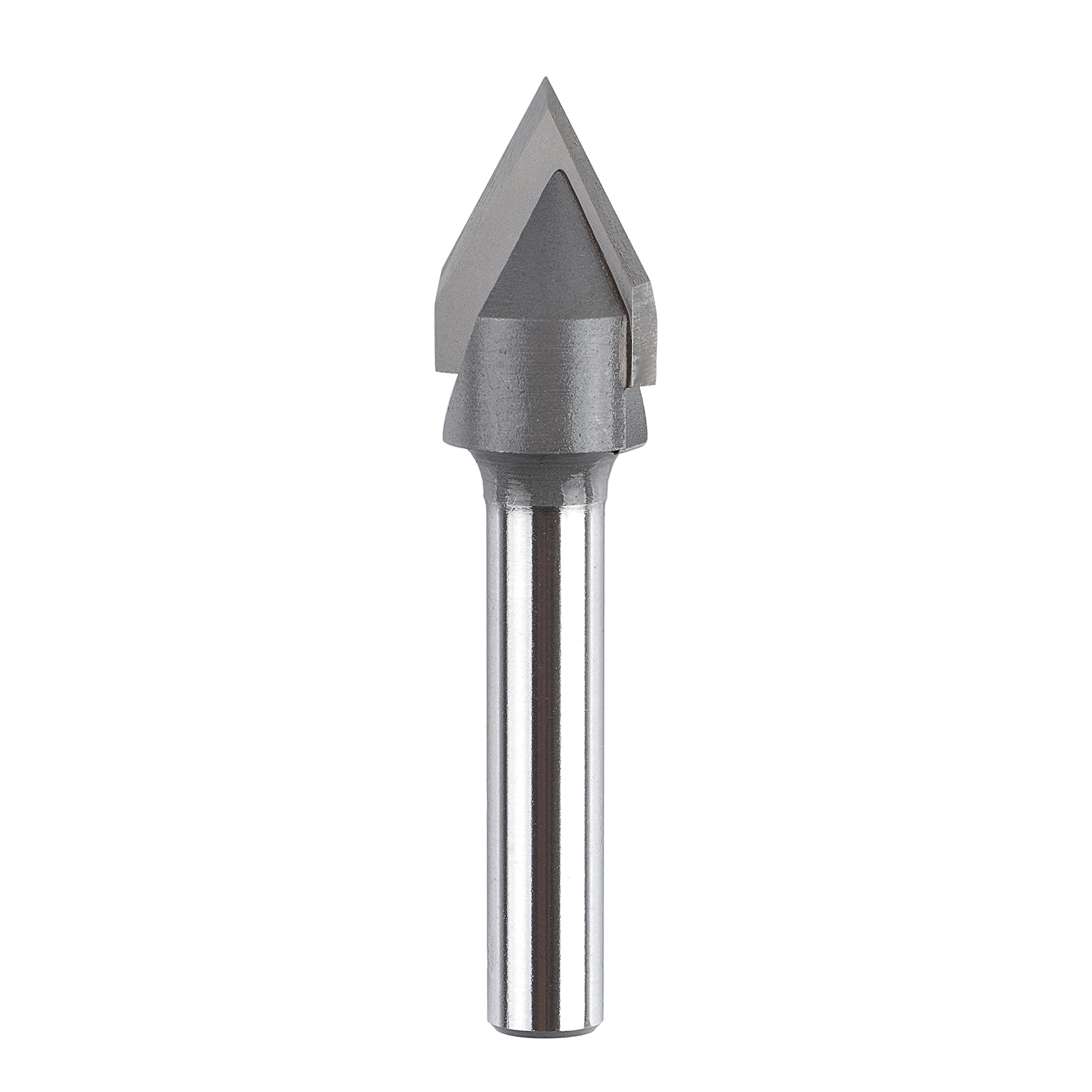 SpeTool 60 Degree Chamfer Router Bit, 1/4 Inch Shank V Groove CNC Bit, Solid Carbide Engraving Cutter with TiAlN Coating for Woodworking Carving and Sign Making, 1/2 Inch Cutting Diameter