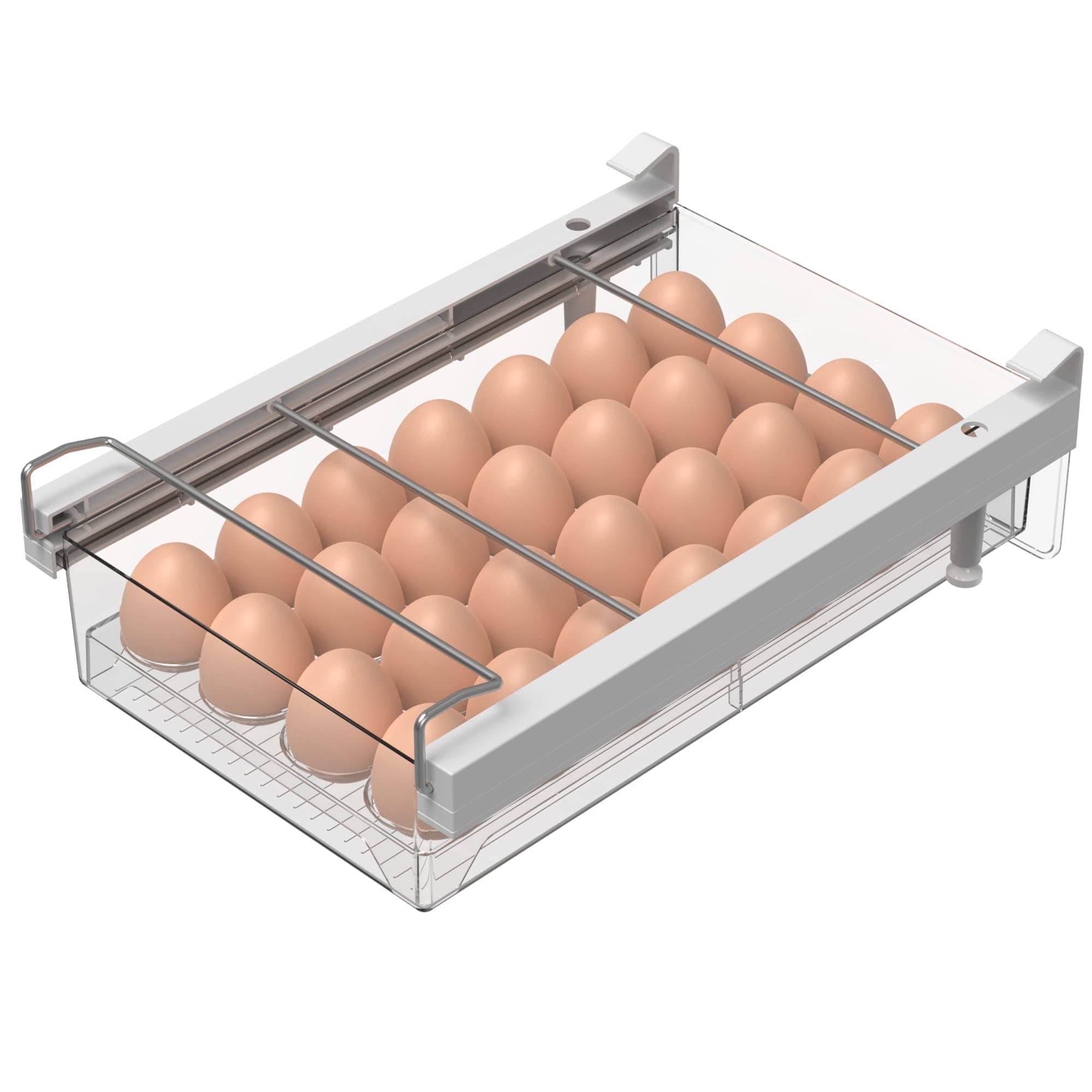 vacane Fridge Drawer with Removable 28 Grid Egg Tray, Clear Egg Drawer for Refrigerator Fridge Organizer Bins, Fridge Storage Container Under Shelf Holder for Fruit,Vegetable,Meat,Cheese