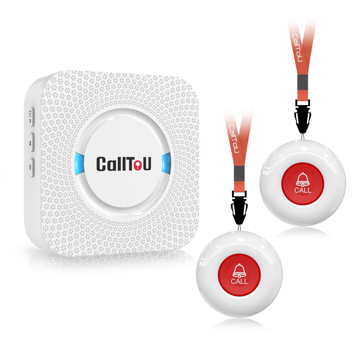 CallToU Wireless Personal Alarms for Elderly Call Button Panic Alarm 500ft Nurse Call Bell Patient SOS System for Home/Personal Caregiver Pager with 1 UK Plug-In Receiver 2 Waterproof Buttons