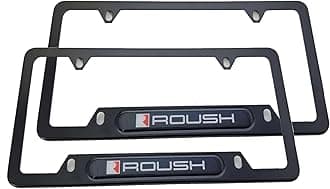 2pcs Stainless Steel Car License Plate Tag Frame Cover Holders ForMustang Roush (Black)