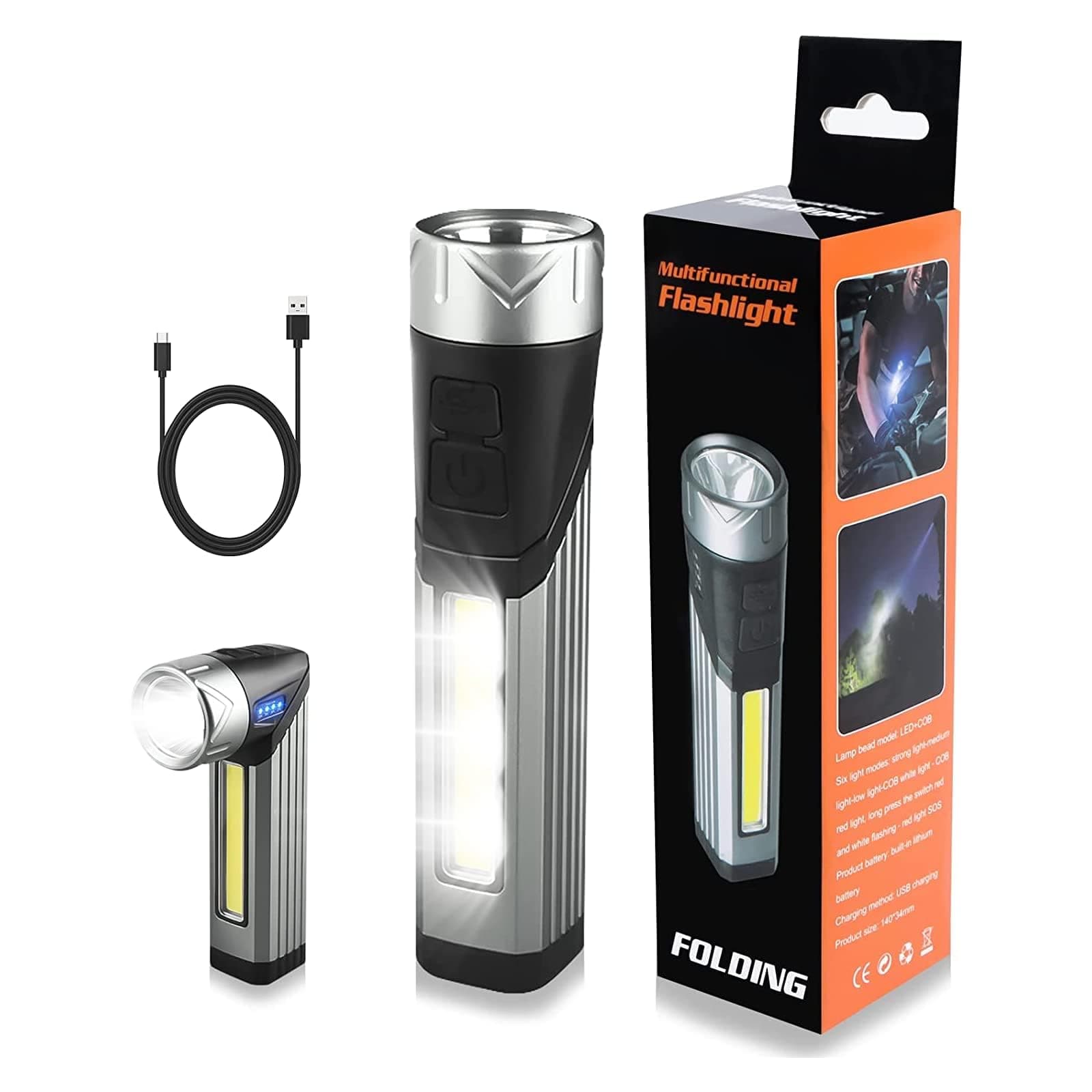 – MAKINGTEC USB Rechargeable Torch, Super Bright IP65 Waterproof Torch, 7 Modes with Ideal Flashlight for Camping, Emergency, Indoor and Outdoor Use [Energy Class A+++]