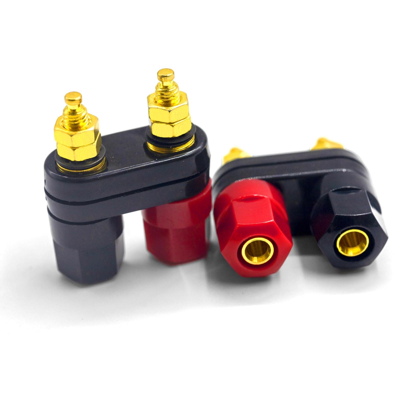 2Pcs Banana Plug Jack 2-Way Gold Plated Terminal Binding Post Power Amplifier Insulated