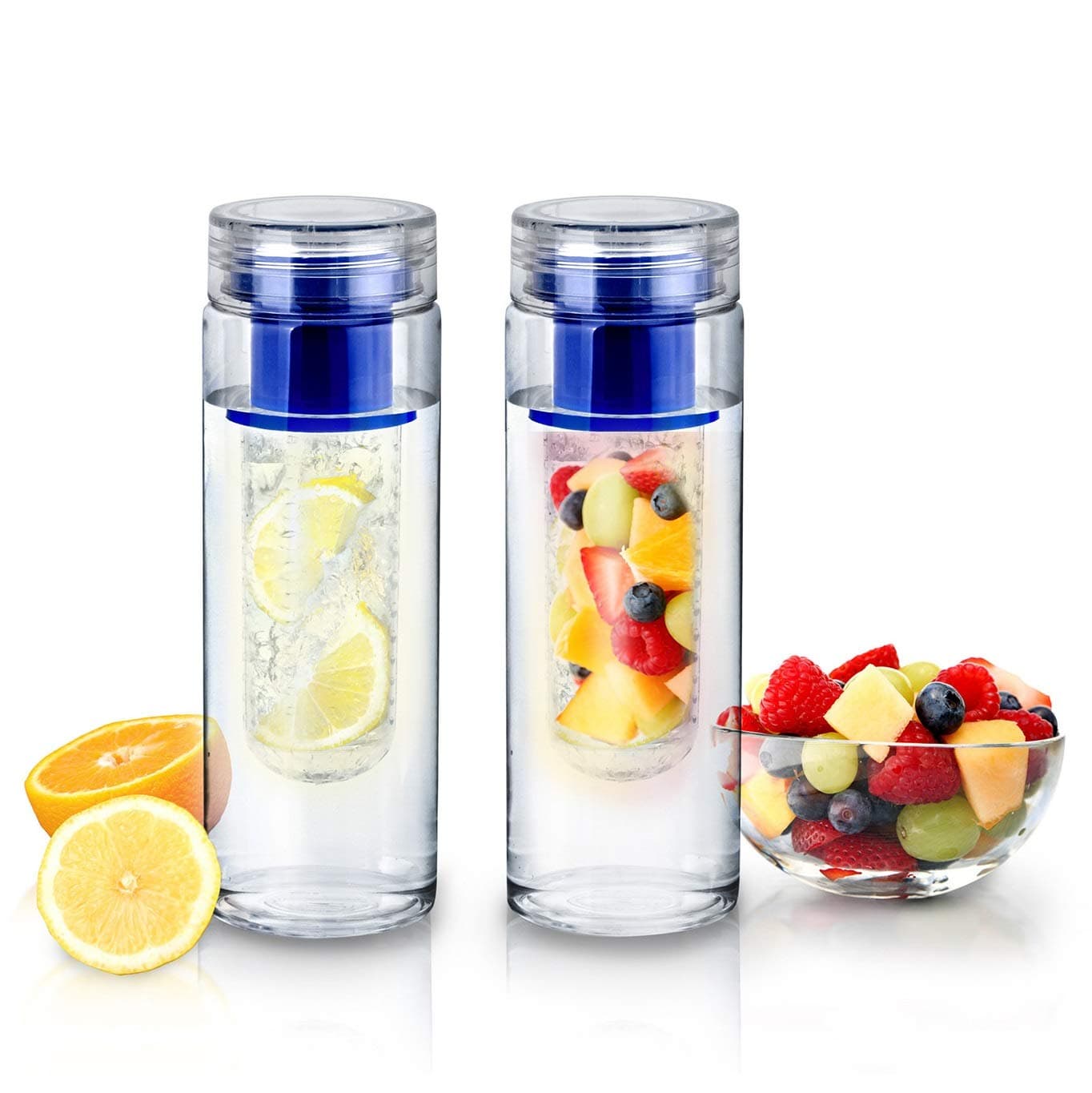 Infuze H2o 2 Pack Blue Fruit Infuser Water Bottles 26oz BPA Free Tritan Leak Proof Sport Water Bottle
