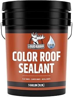 Liquid Rubber Color Roof Sealant- Elastomeric Waterproof Coating for Flat, Low-Slope & Metal Roofs, Flexible UV-Stable Membrane, Clear, 5 Gallon