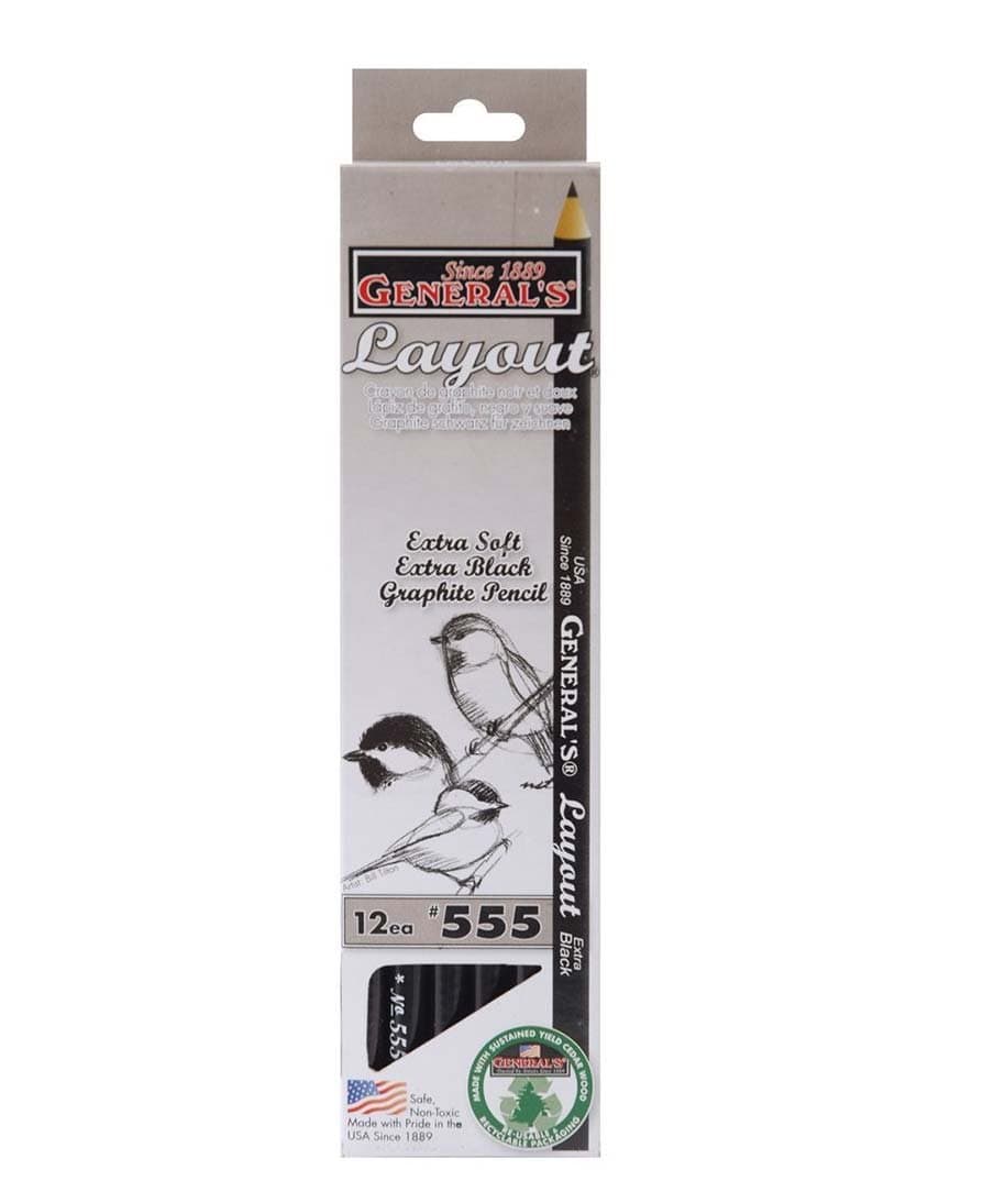 General's Layout Pencil, Extra Black Graphite, Box of 1 Dozen (555)