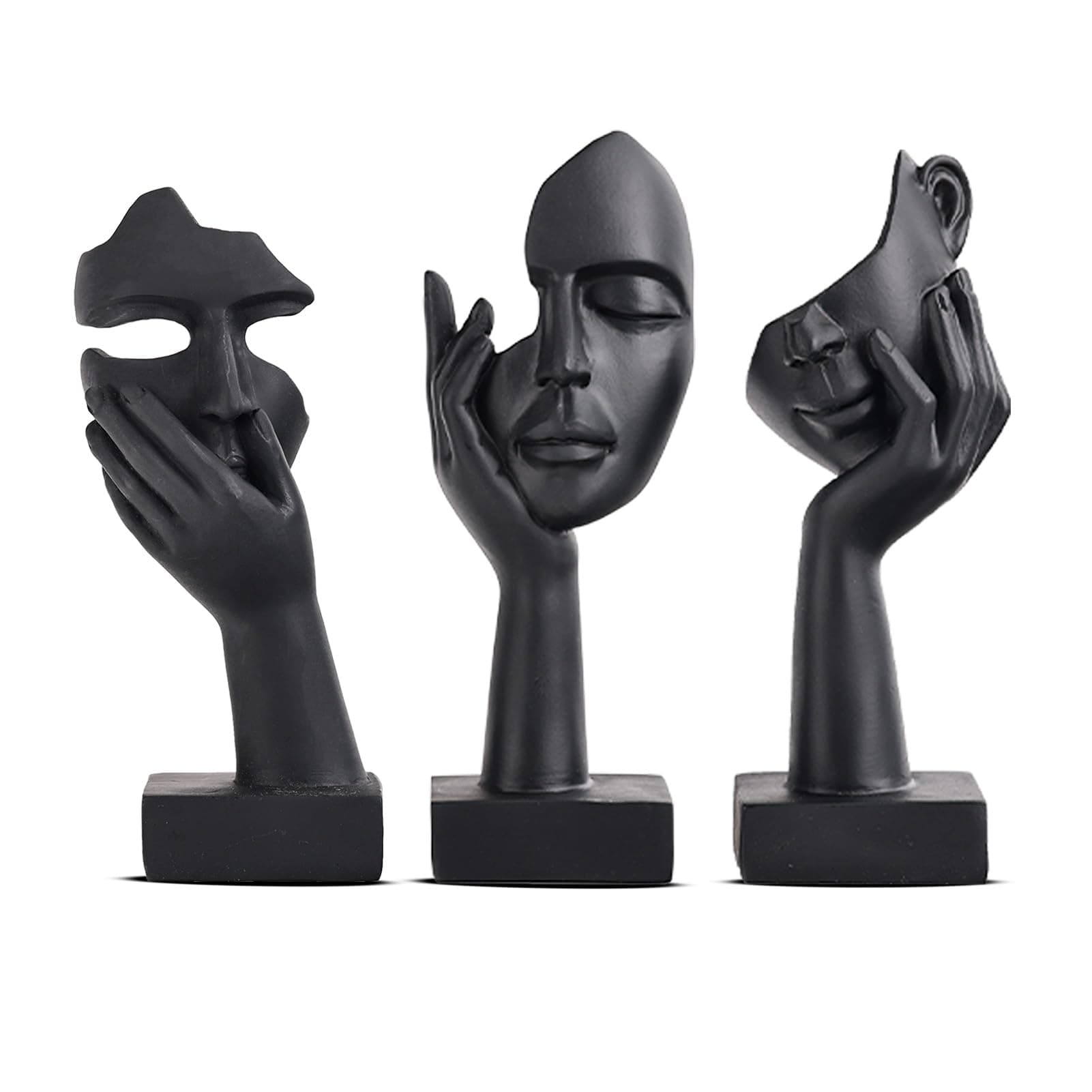 3 Pcs Thinker Small Statue Set - Black Art Abstract Home Accent Figurines for Decor Bedroom, Shelves, Living Room Coffee Table, Office Desktop (3 Pcs Black, 6")