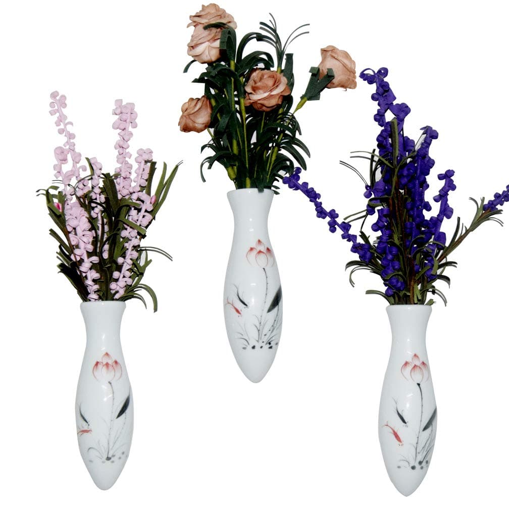 Creasking Wall-Mounted Ceramic Flower Vase Hanging Planter Decorative Holder Artware H-BG-03 * 3