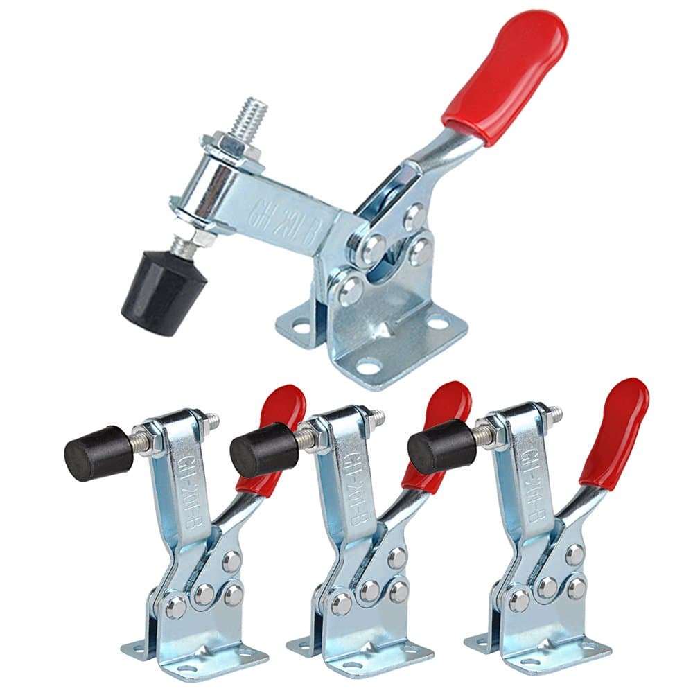IMAGINE 4Pcs Hand Tool Toggle Clamp 201B 198lbs Antislip Red Horizontal Clamp...