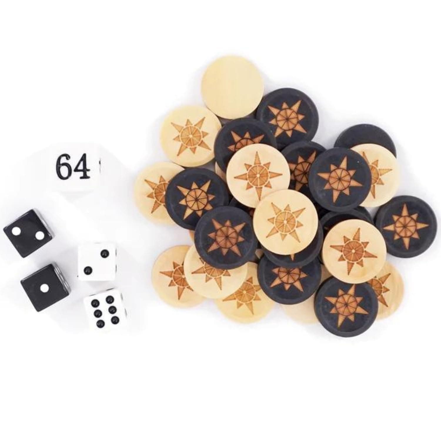 Sondergut Roll-up Portable Suede Deluxe Backgammon Game Set- Elegant Wood Stones Pop-Up Playing Field - RV Travel, Cruise, Airplane, Camping, Backpacking, Road Trips (Replacement Wood Stone Set)