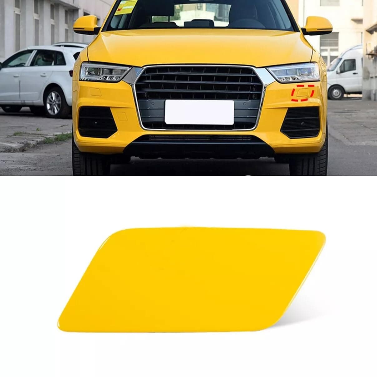 Front Bumper Headlight Washer Cover Cap for Audi Q3 2016 2017 2018 8U0955276E (Yellow, Left)