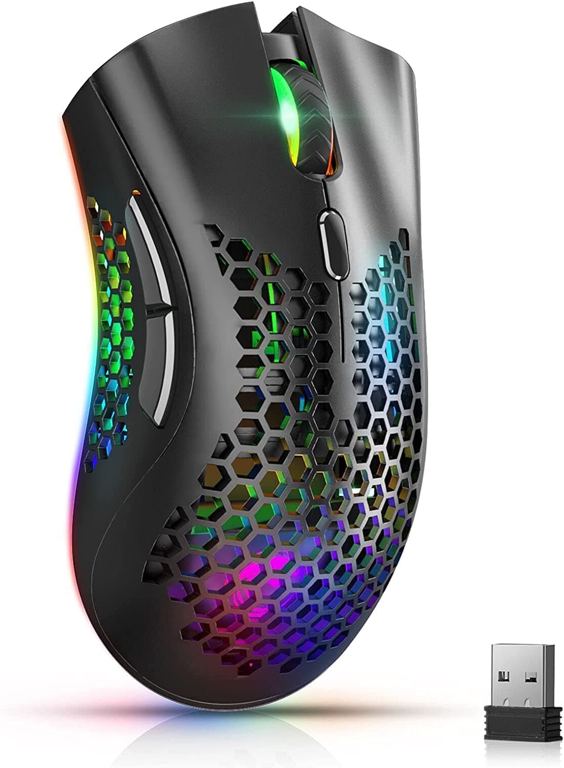 Wireless Gaming Mouse, USB Mouse Gaming with Honeycomb Shell, RGB Chroma Backlit Mouse, Hyperspeed Comfortable Grip Ergonomic Optical Mice for PC Computer Laptop