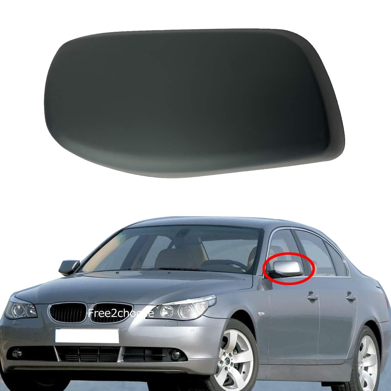 Left Side Rearview Mirror Cover Cap For 5 Series E60 520I 523I 525I 528I 530I 2003-2007 51167078359 (unpainted)