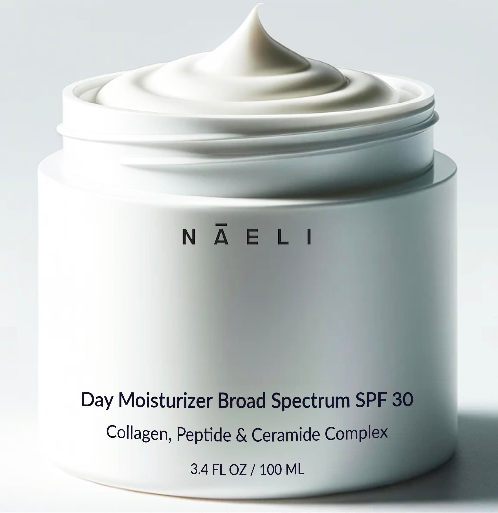 NAELI Face Moisturizer with SPF 30, Anti Aging Collagen & Peptide Cream, Reduces Wrinkles - Lightweight Skin Hydration with Hyaluronic Acid, Paraben Free & Non-Comedogenic Sunscreen, 3.4 oz