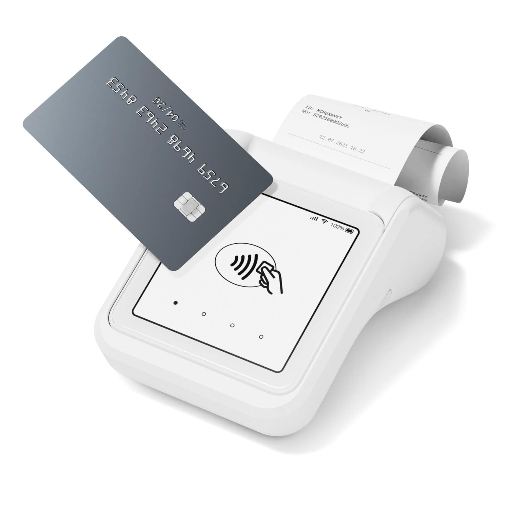 Solo & Printer Bundle – Contactless Credit Card Payment Card Reader with Charging Station & Printer for Receipts. Full touch-screen interface with free SIM card and unlimited mobile data