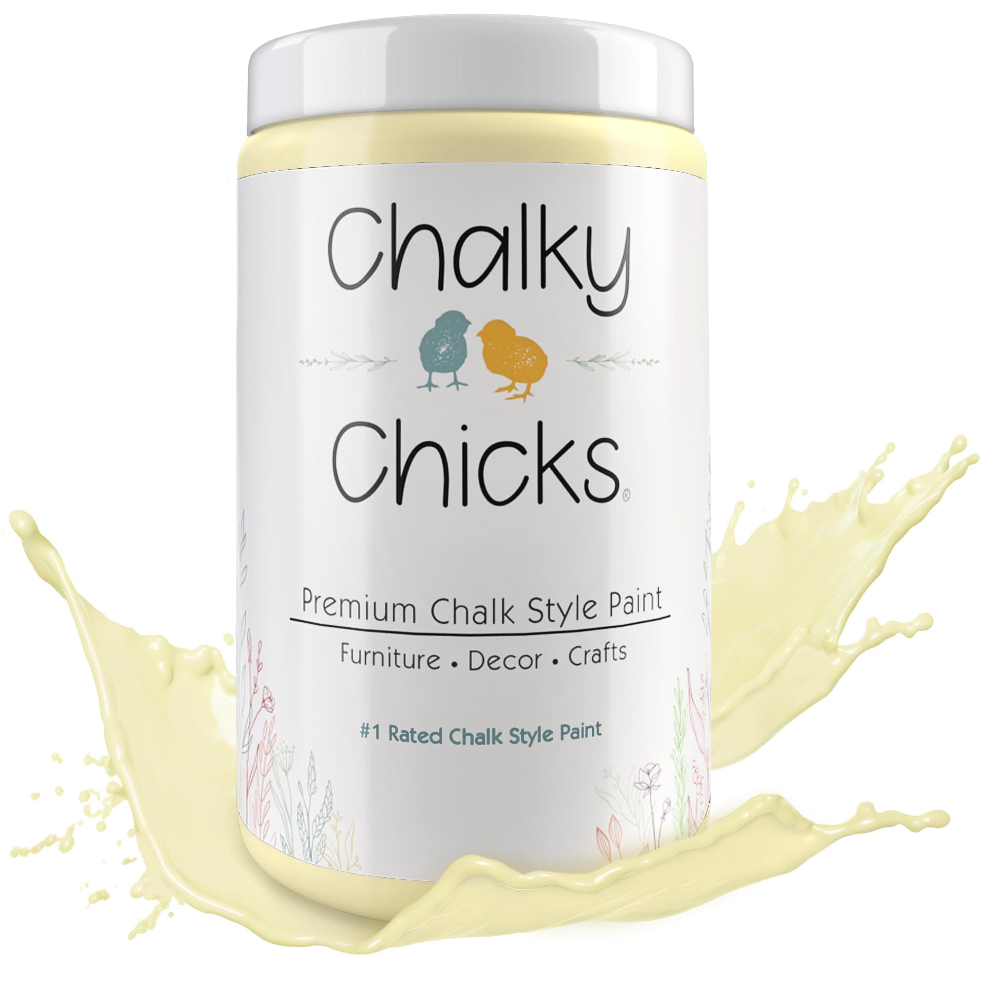 Chalky Chicks 32 Fl Oz Matte Daisy Yellow (Light Yellow) Chalk Paint, Furniture Paint No Sanding All in One Paints Without Sanding for Cabinet, Wood, Crafts, Chalk Board, Walls, Dresser, Kitchen