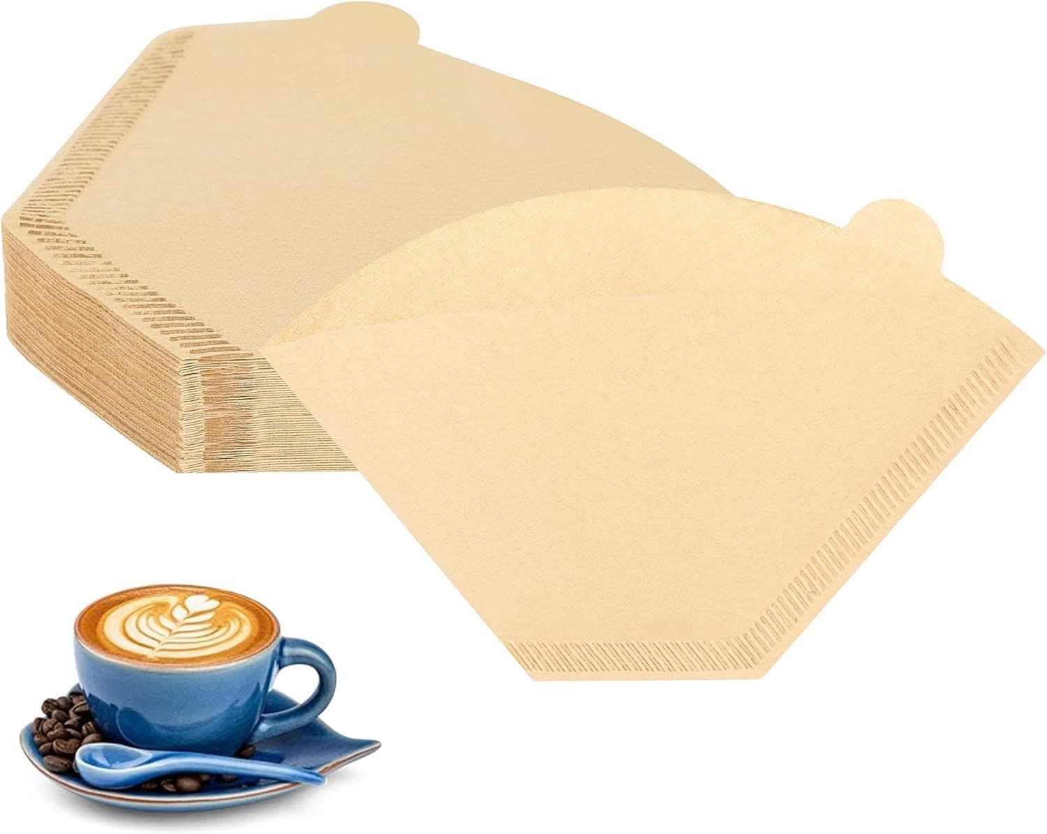 Coffee Filters #2 Cone Coffee Filter 2-4 cup, Unbleached Natural Paper, No Blowout, Disposable for Pour Over and Drip Coffee Maker, 100 Count