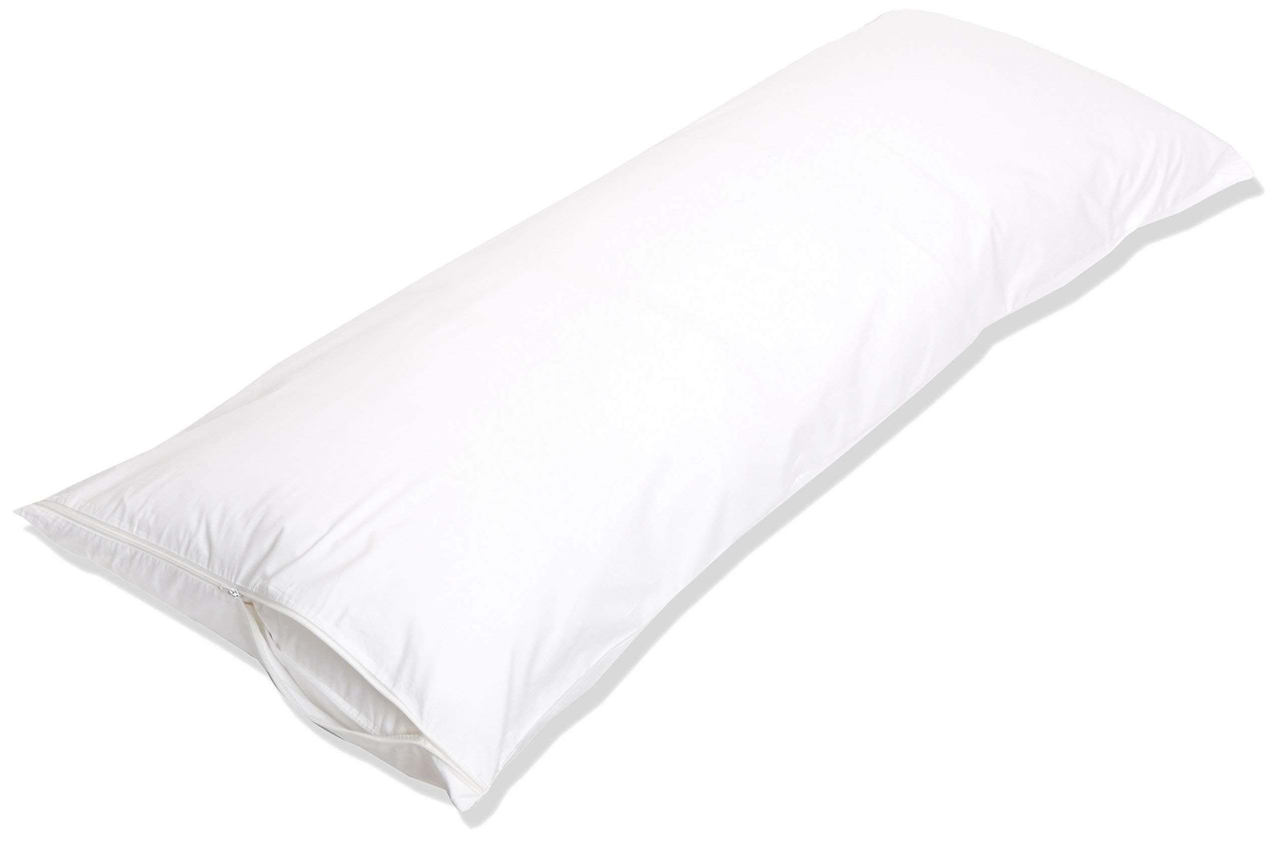 Amazon Basic Pillowcase 100% Cotton Hypoallergenic 140cmx53cm White Body, Pillow Not Included
