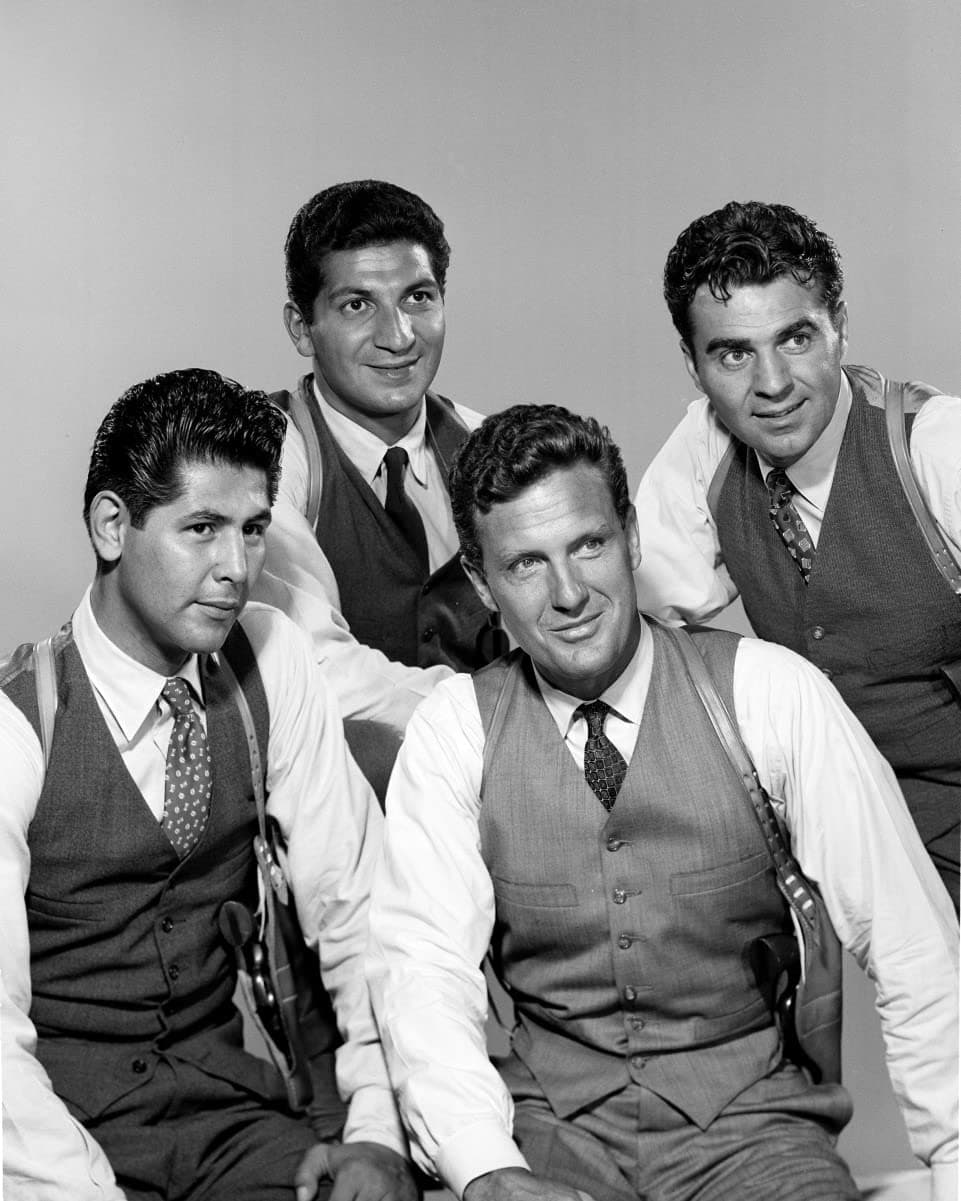 The Untouchables (TV) Nicholas Georgiade, Paul Picerni, Robert Stack, Abel Fernandez 10x8 Photo