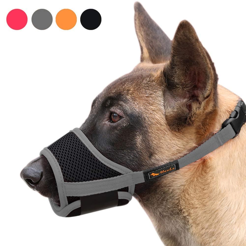 HEELE Dog Muzzle - Adjustable Loop, Soft Nylon Pad, Breathable Mesh - Prevents Biting, Barking & Chewing - Small Dog (Black-Gray, S)