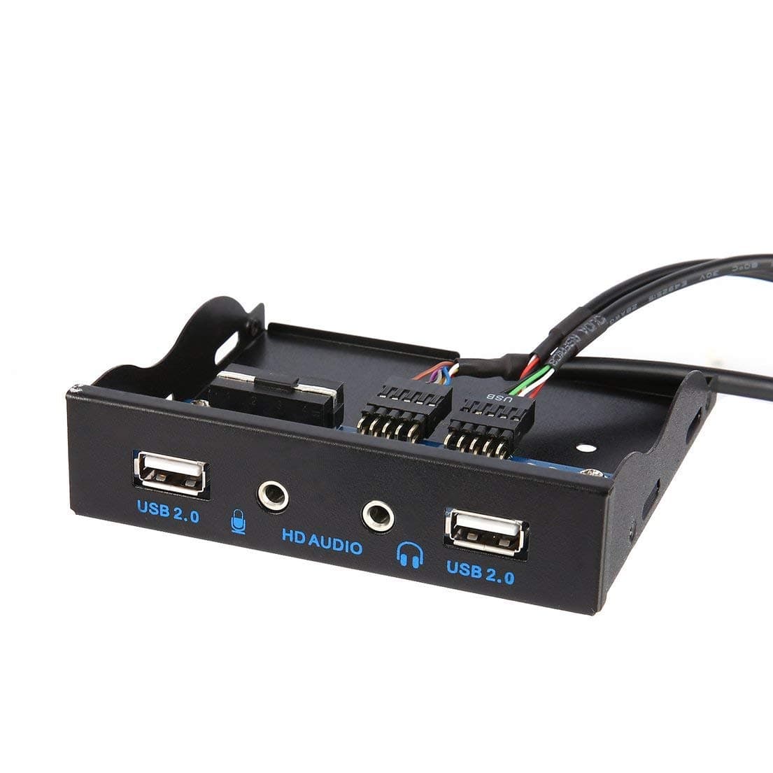 BaseWish 3.5" 9 Pin to 2 USB 2.0 Hub Front Panel with HD Audio Mic Interface for PC Desktop 3.5 Inch Floppy Disk Bay Expansion