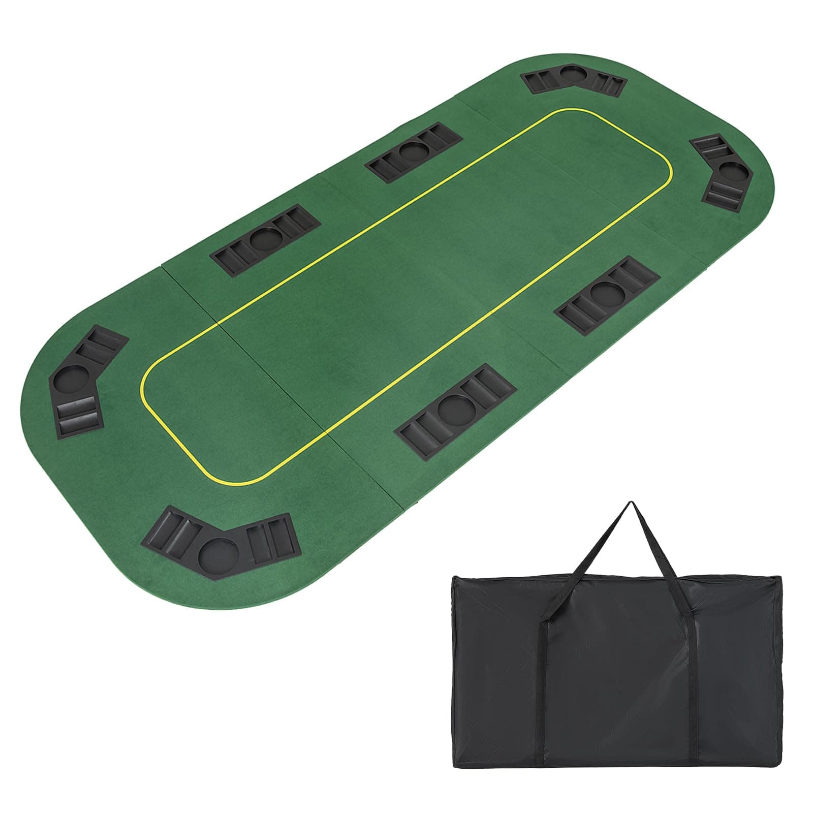 GLACER Foldable Poker Table Top 8 Player, 79"x 36"Large Professional Four Fold Poker Topper Rectangle Cover Mat w/Chips Tray Cup Holders Carry Bag for Texas Hold'em Casino Home Cards Game Nights