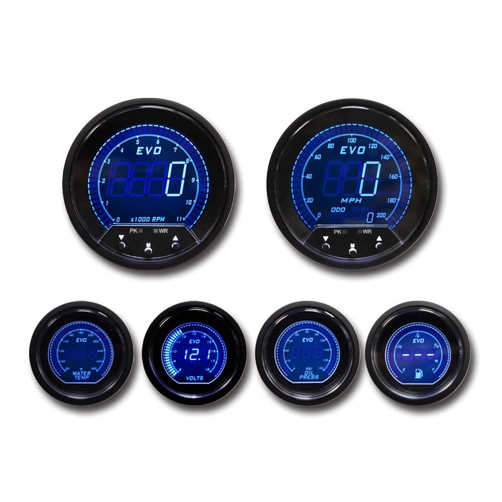 EVO Series Digital 6 Gauge Set Includes GPS Sensor mounting kit