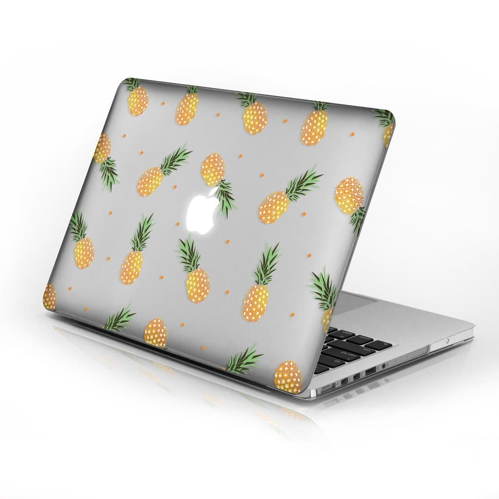 Rubberized Hard Case for 15 Inch Macbook Pro with Retina Display model number A1398, Pineapples design with clear bottom case, Come with Keyboard Cover