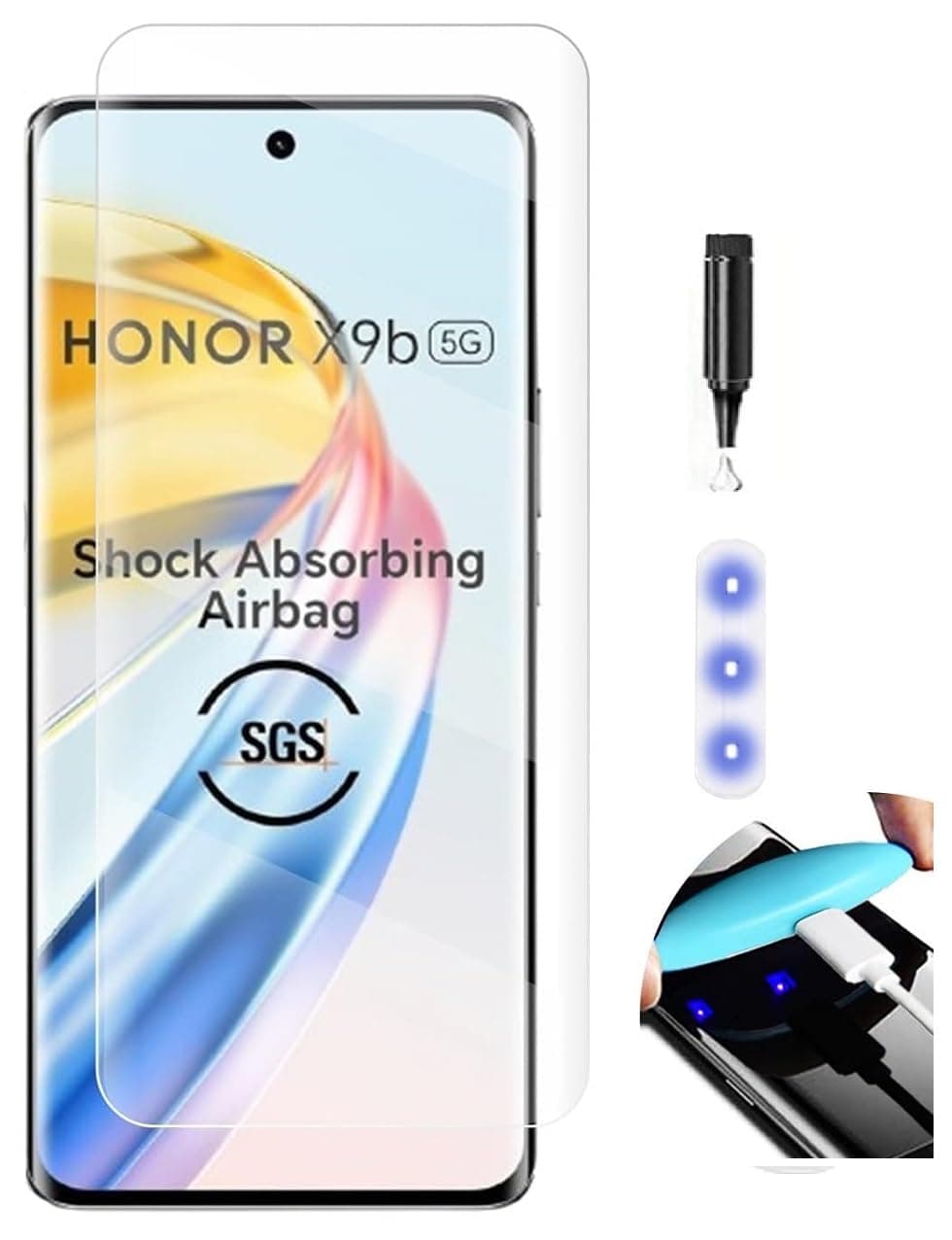 NISHTECH Advanced HD+ Curved UV Tempered Glass Full Screen Protector Designed For Honor X9B 5G || Full Screen Coverage With Easy Installation Kit (Anti-Scratch)