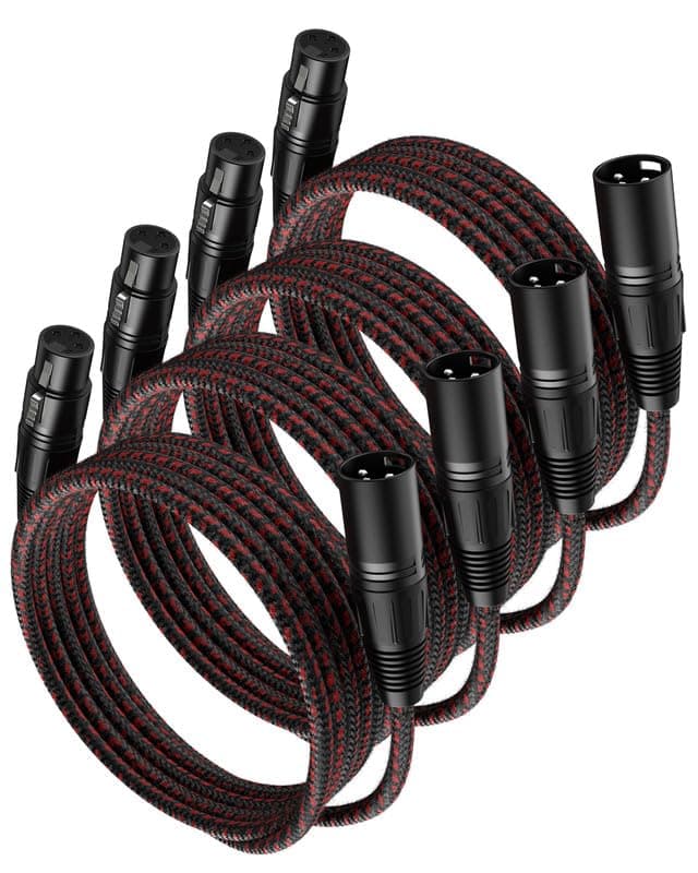XLR Cables 6 FT 4 Pack, XLR Microphone Cable 3-Pin Male to Female Balanced Mic Cable XLR to XLR Speaker Heavy Duty Mic Patch Cords for Microphones, Mixer, XLR Speaker Systems etc