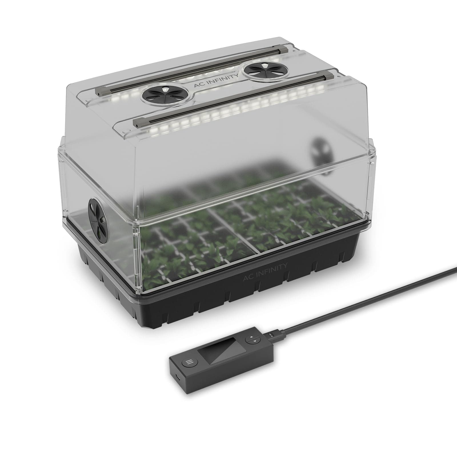 Humidity Dome, Germination Kit with LED Grow Light Bars, Sturdy Drip Tray, 5x8 Cell Seedling Tray, and Vented Height Extension Panels, for Indoor Gardening, Seed Starting, Cloning Plants