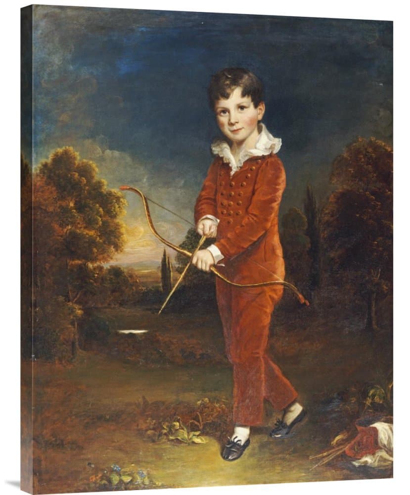 Global Gallery Budget GCS-264840-30-142 Arthur William Devis Young Boy in A Red Suit Holding A Bow and Arrow Gallery Wrap Giclee on Canvas Print Wall Art