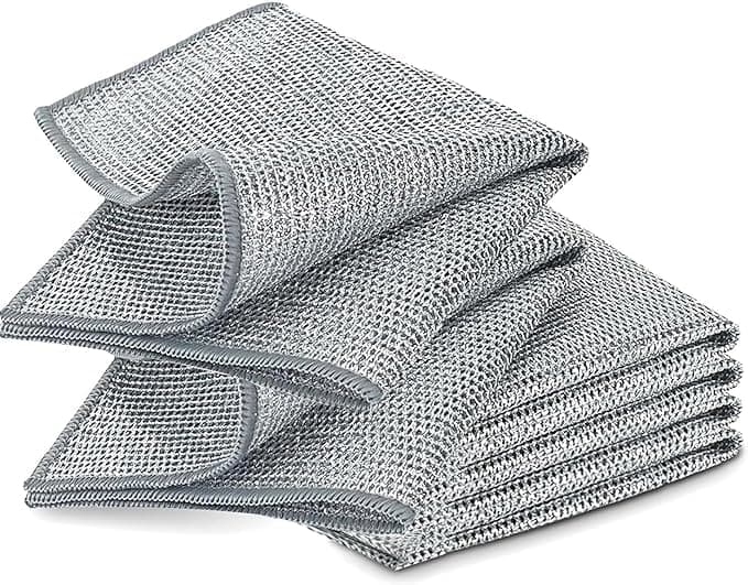 Episkey Non Scratch Two Layer Dish Washcloth & Gaps Cleaning Brush, Multipurpose Wire Scrubber for Wet and Dry, Easy Rinsing, Reusable, Cleaning Cloth for Kitchen, Sinks, Pots (DISHWASH_Cloths_6PCS)
