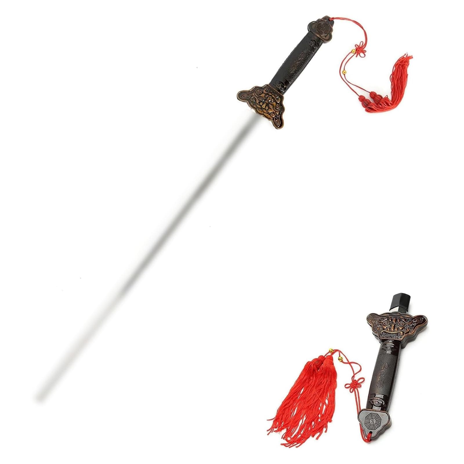 suction Sword, Stainless Steel Dull Sword, Retractable for Practice Performance Kung Plaything Retractable Prop Cosplay Costume Accessory, Prop Gift Party Favor