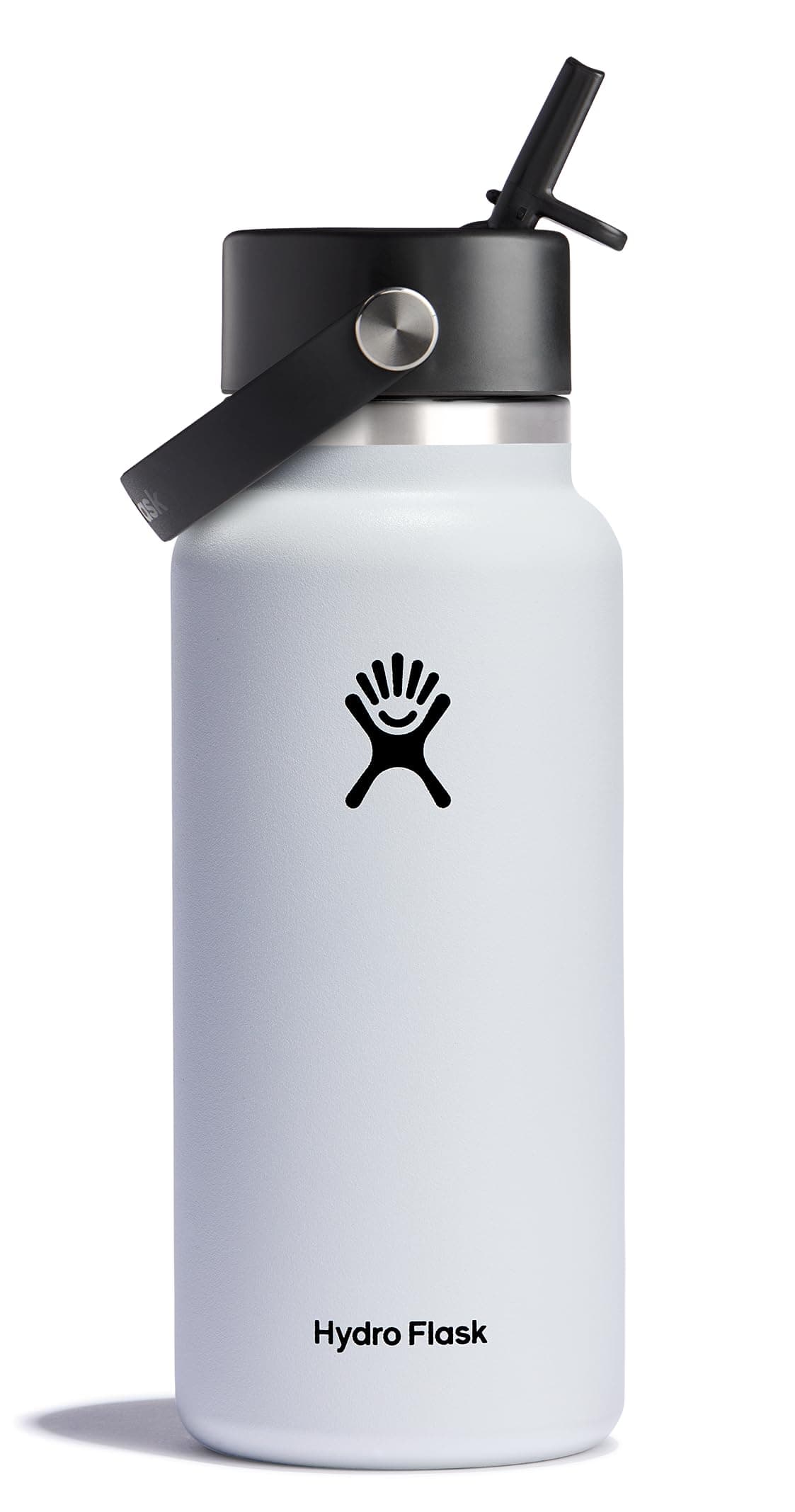 Hydro Flask 32 oz Wide Mouth with Flex Straw Cap Stainless Steel Reusable Water Bottle White - Vacuum Insulated, Dishwasher Safe, BPA-Free, Non-Toxic