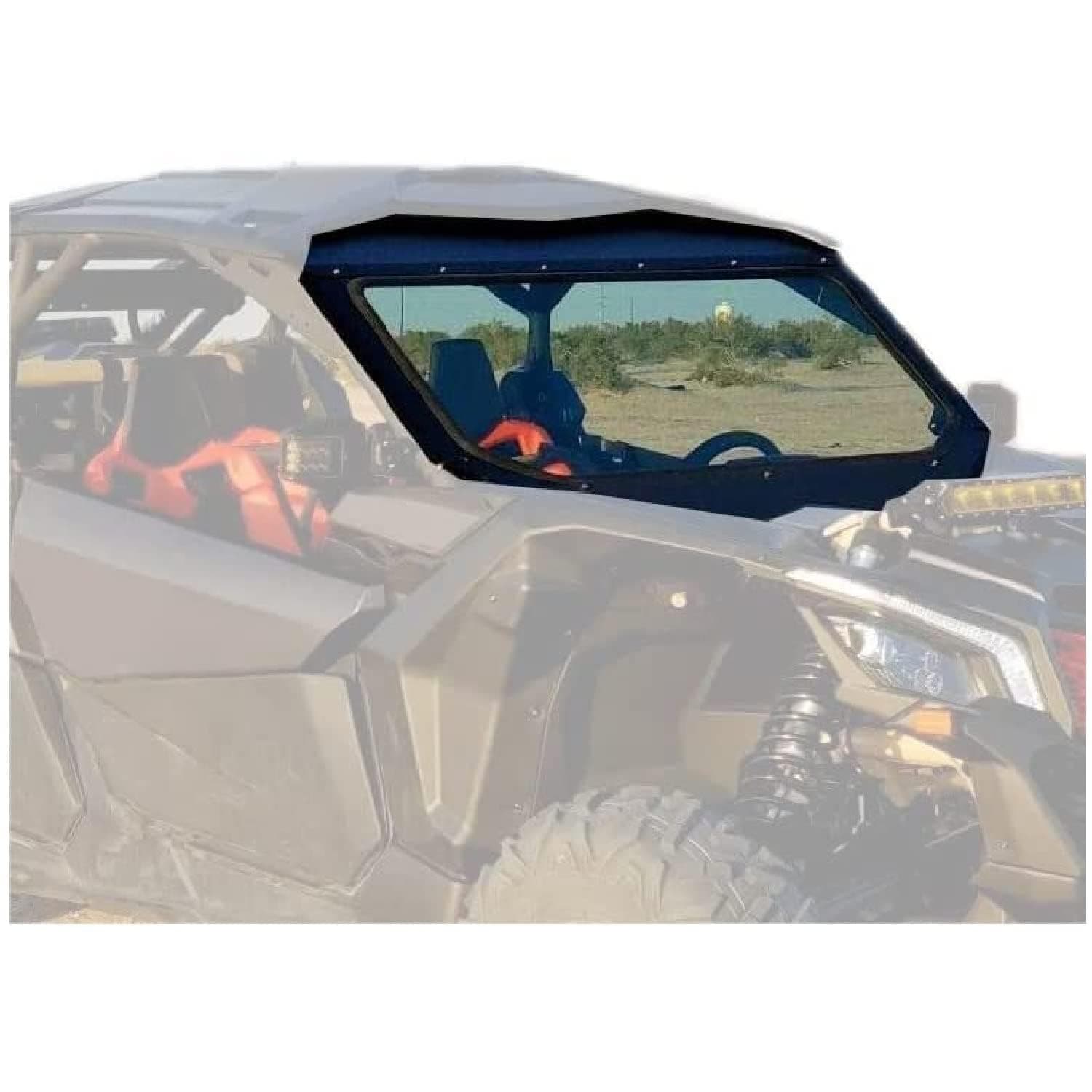 ECOTRIC Full Glass Windshield + Sun Visor Compatible With Can Am Maverick X3 900 XRS XDS Turbo R Max 2017-2025