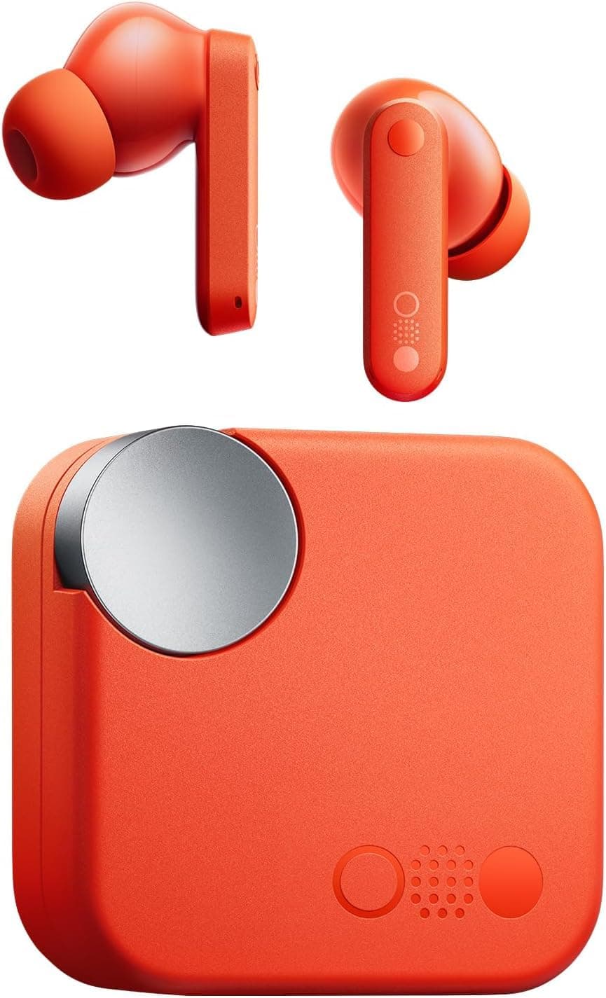 Buds Wireless Earbuds,42dB Active Noise Cancellation,35.5H Playtime IP54 Waterproof Earphones,Bluetooth 5.3 Dual-Device Connection in Ear Headphones for iPhone & Android (Orange)