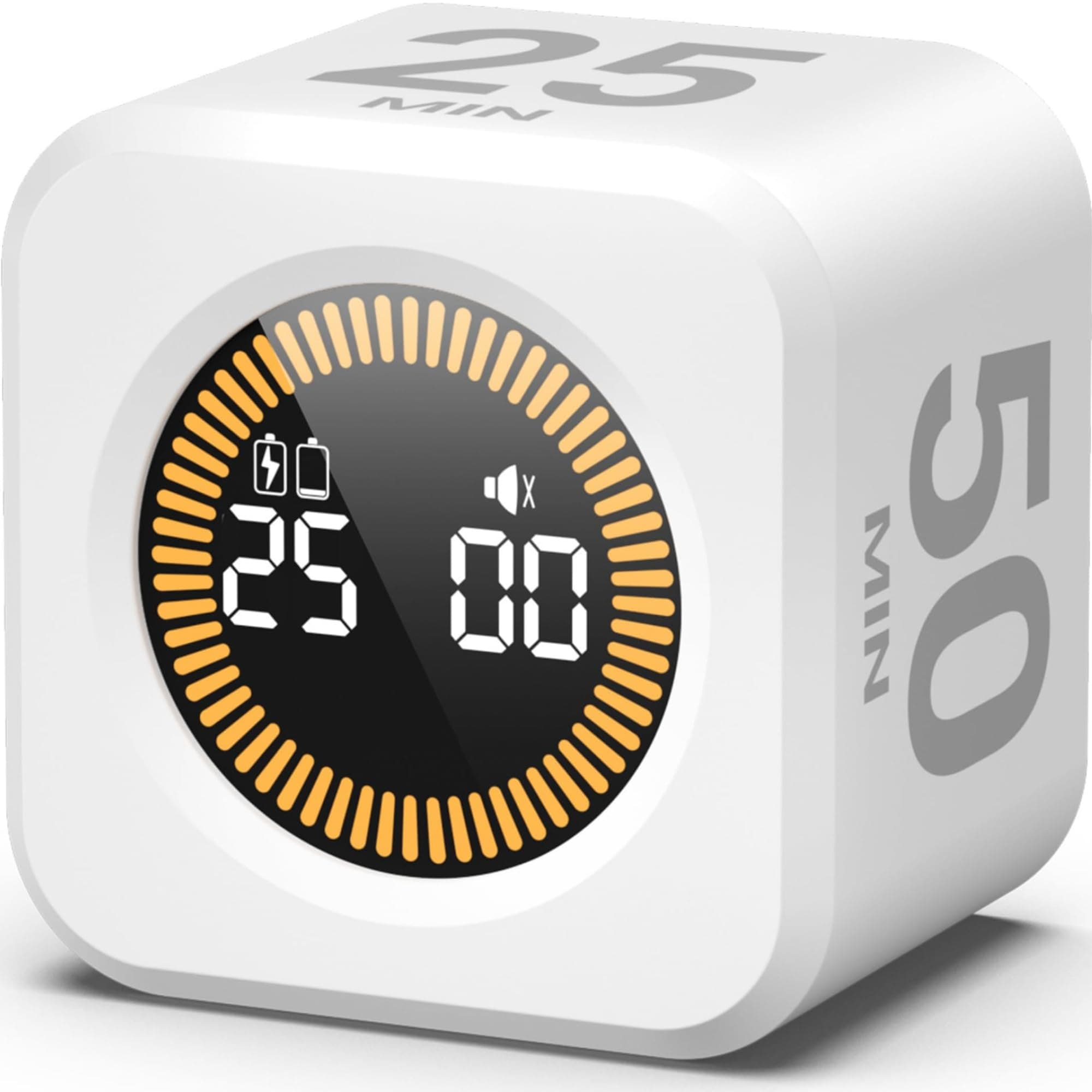 2 Pack - KADAMS Pomodoro Cube Timer Productivity Visual Timer - 5/10/25/50 Min Rotating Countdown (2, White)