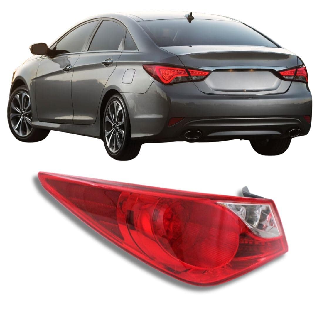 Tail Light For 2011 2012 2013 2014 Hyundai Sonata - Fits Driver Side - Tail Light Assembly Includes Lens, Housing, Bulb - Replacement For 92401-3Q000