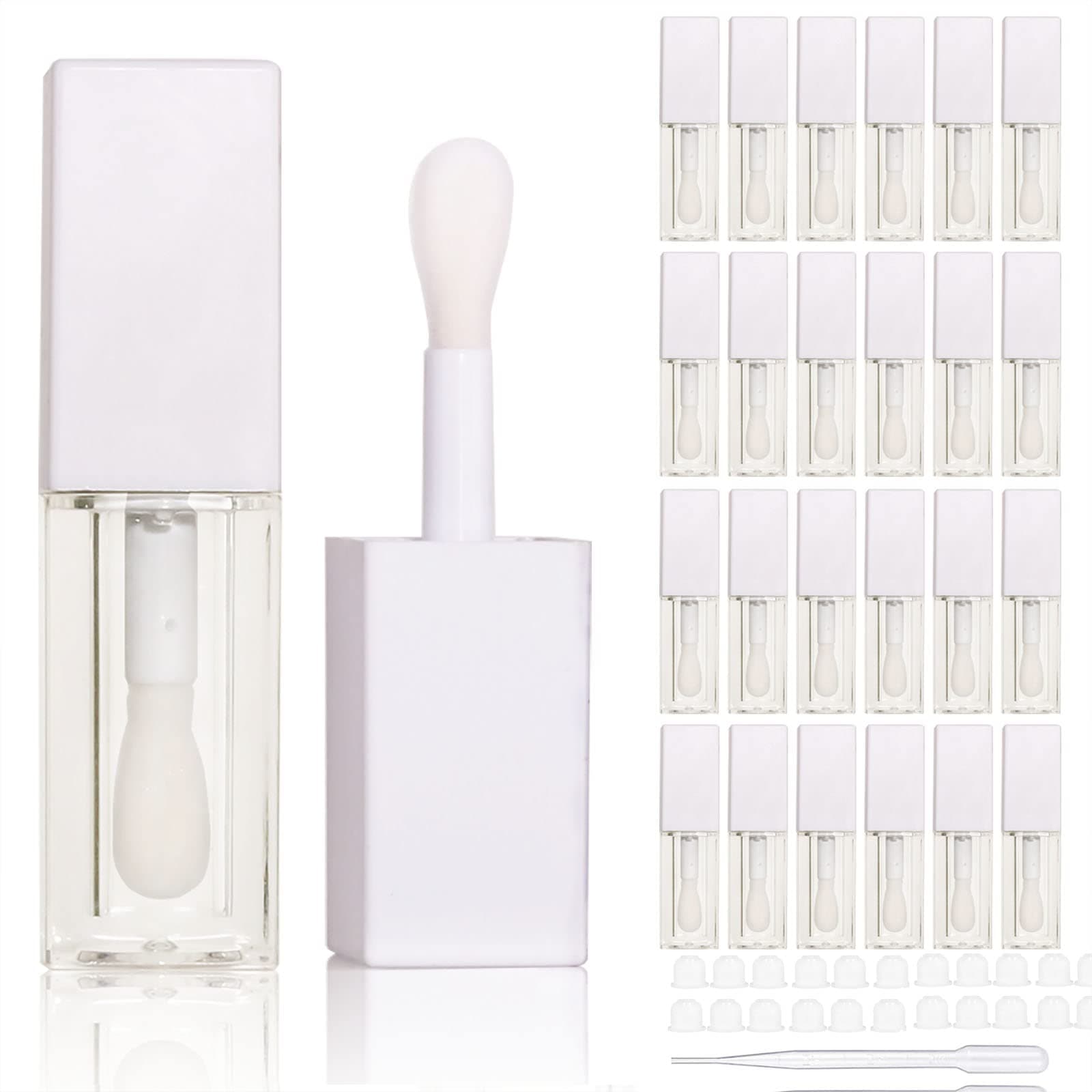 24pcs 5ml Empty white square lipgloss tubes bulk wholesale with big wand lipgloss containers…