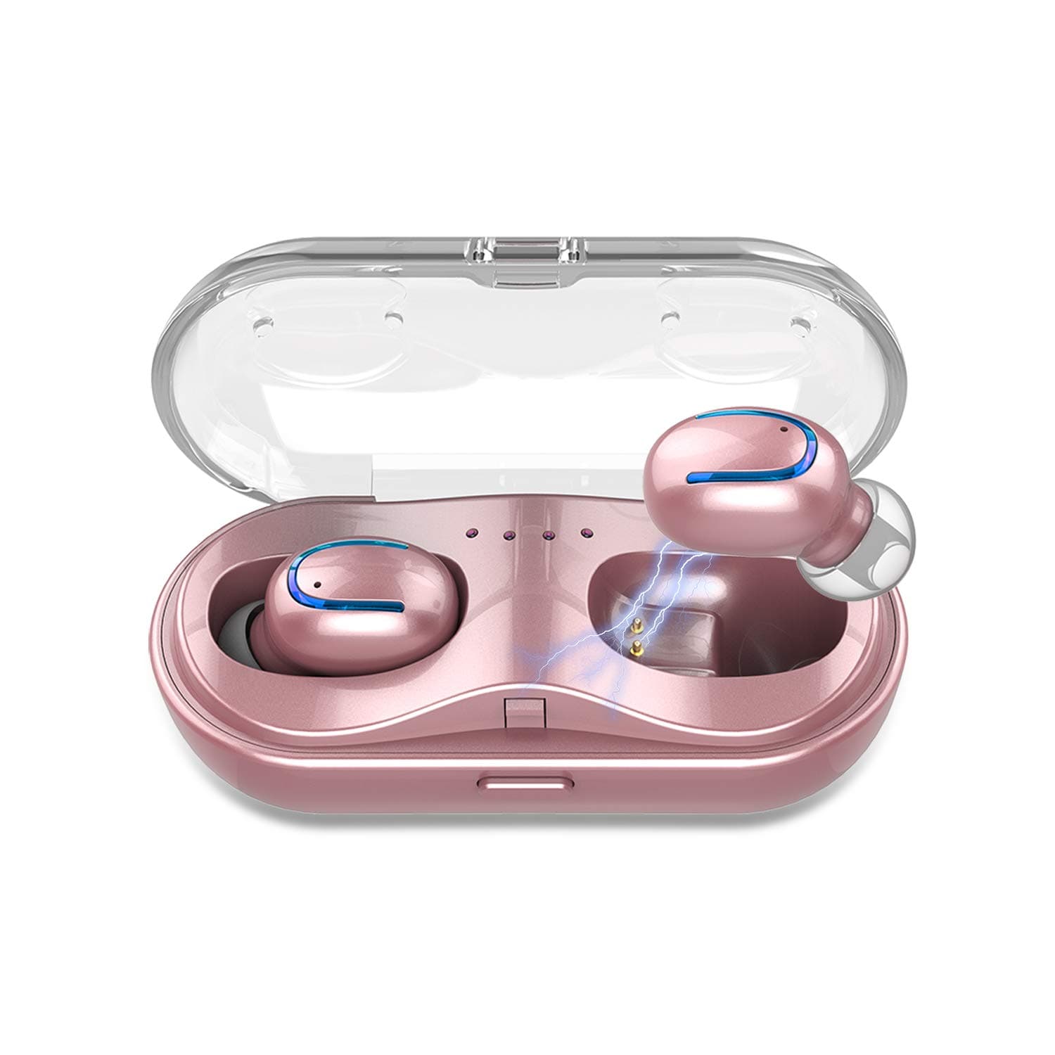 Mini Wireless Earbuds Bluetooth Headphones - Touch Control V5.0 Earpieces Wireless Mini Twins Stereo Sweatproof Sport Earphone Built in Mic Noise Cancelling Headset with Charging Case(Rose Gold)