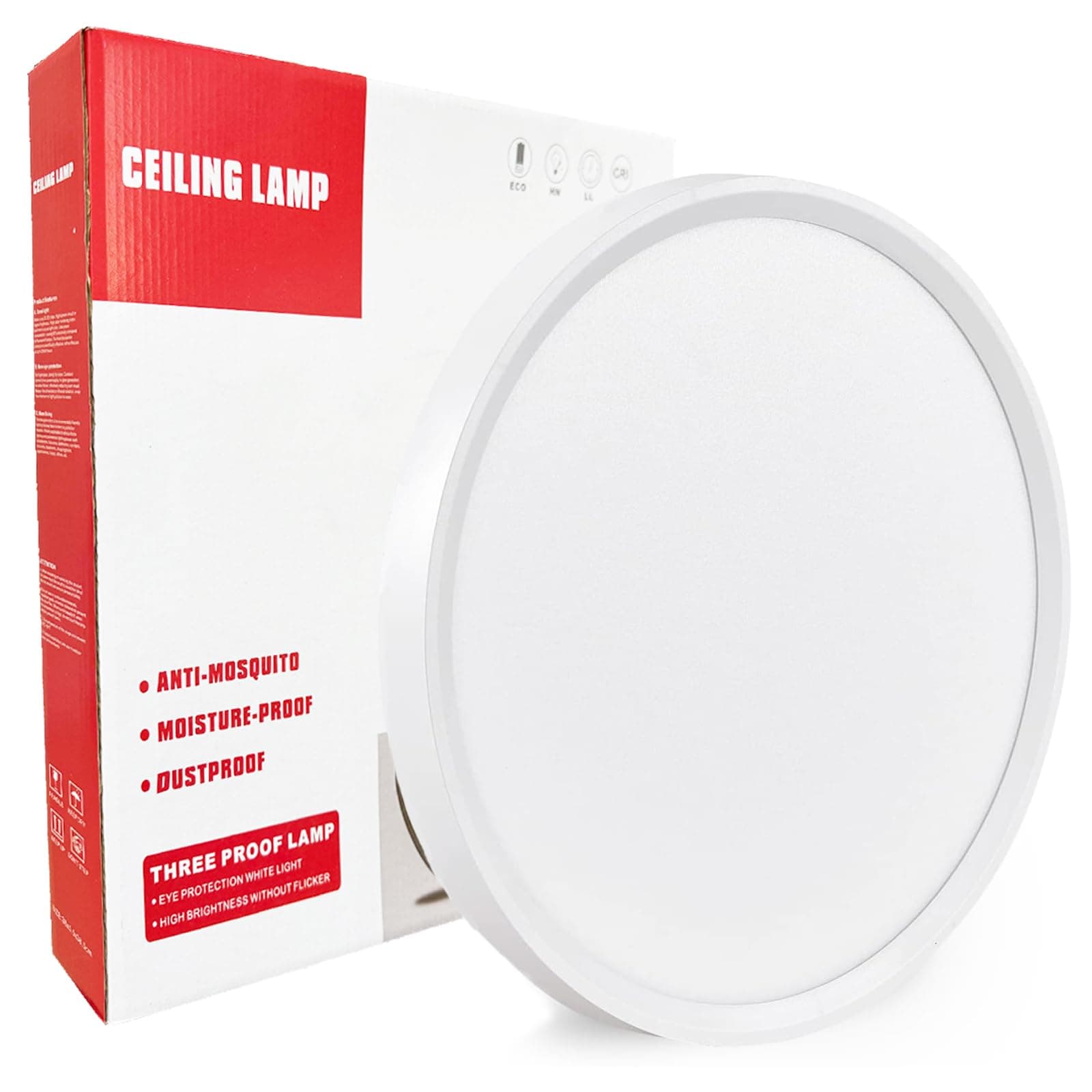 Naroume 46cm Flush Mount Ceiling Light White,42W 6000K LED Ceiling Lighting,Ultra Slim Close to Ceiling Light Fixture, Round Flat Low Profile Ceiling Lamp For Kitchen Bedroom Basement Hallway