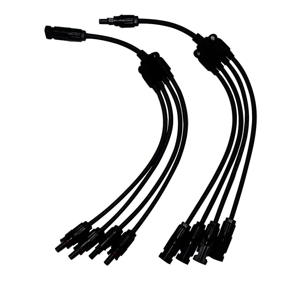 Aolialiya Y Branch MC4 Double Protection Solar Panel Adaptor Cable Connector (1 Pair M/FFFF and F/MMMM)