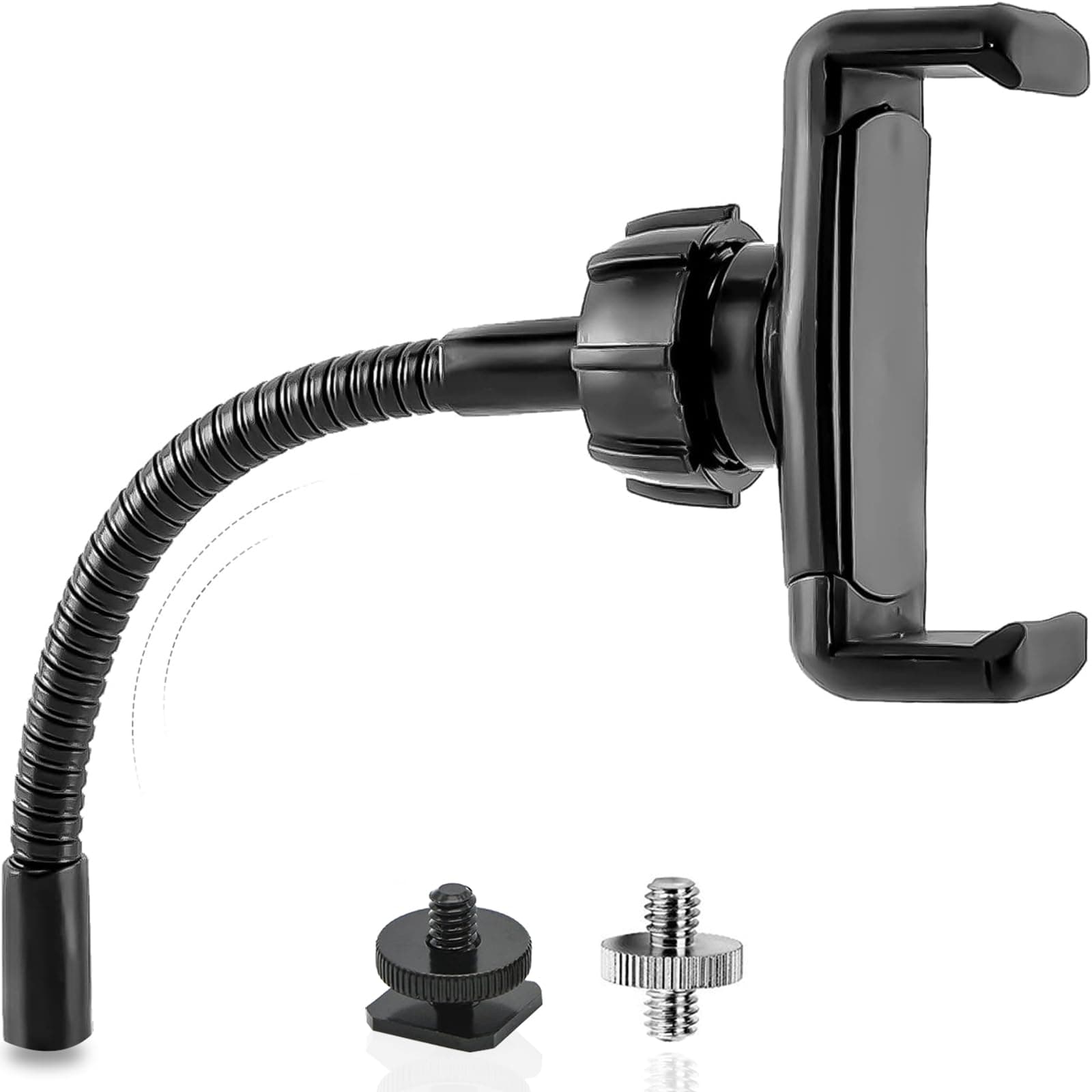 Ring Light Phone Holder Universal Phone Holder for Ring Light with 1/4 and Hot Shoe Adapter, Flexible Phone Mount for RingLight and Tripod Stand