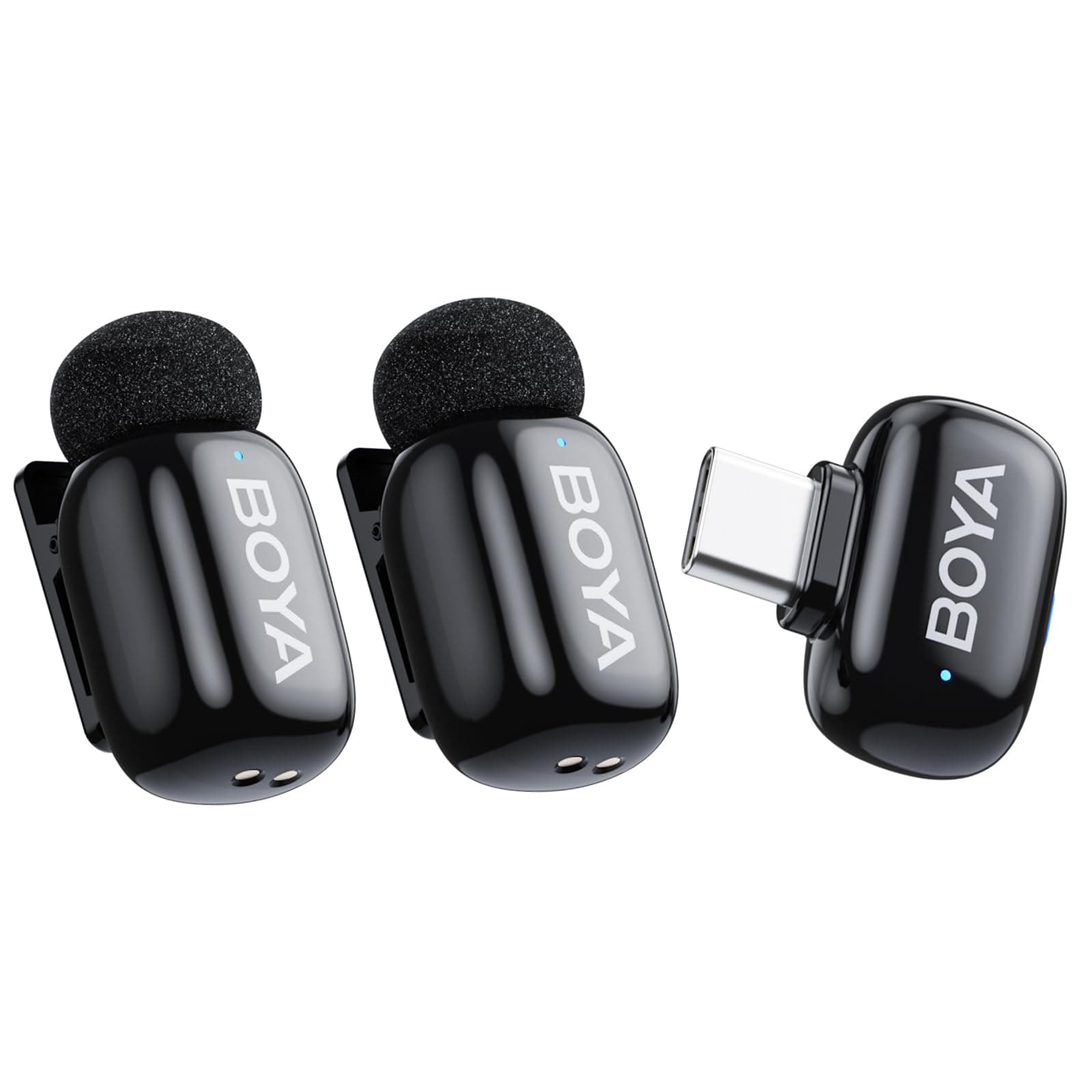 BOYA mini Wireless Lavalier Microphone for Android/iPhone 15/16,USB-C Plug & Play, 328ft 6H Battery, 3-Level AI Noise Reduction,AI Voice Changer for YouTube/TikTok/Recording (2TX+1RX,No Charging Case)