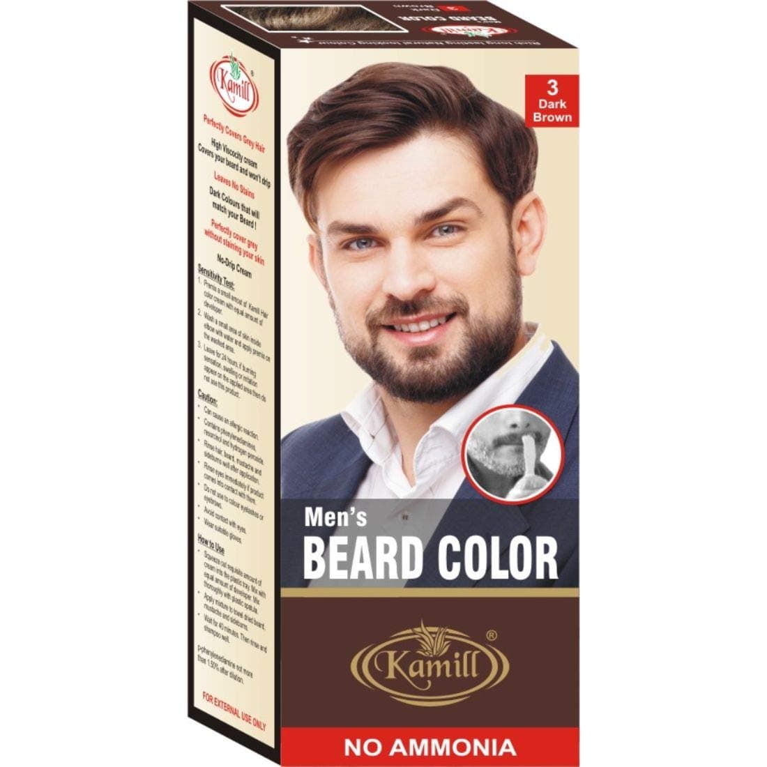 Dark Brown Men Beard Color with No Ammonia, Shade No. 3 (100 gm)